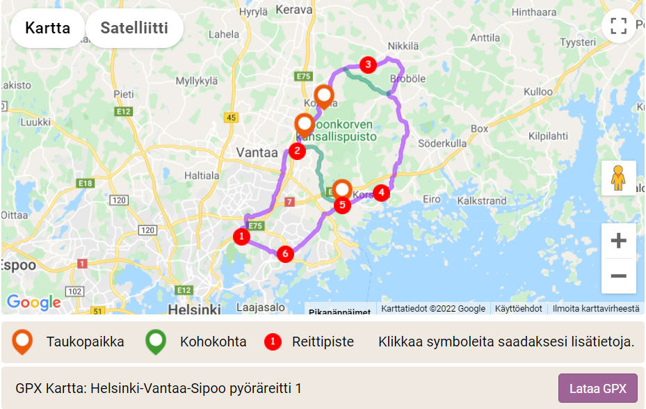 Pyöräreitti: Helsinki–Vantaa–Sipoo – Kaupungista maalle ja takaisin